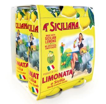 A'Siciliana Sicilian Limonata Soda 4/330ml Can